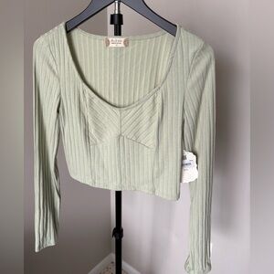 Altar'd State Light Green Ribbed Crop Top
